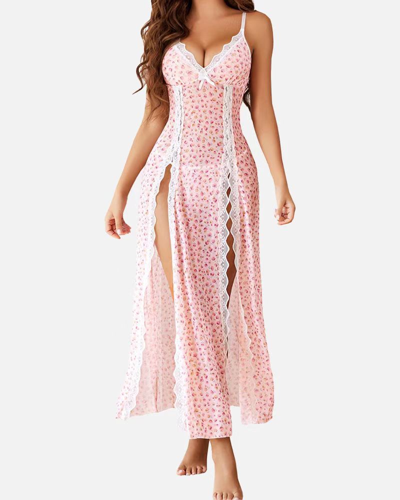 Relaxed Fit V Neck Nightgown Dress