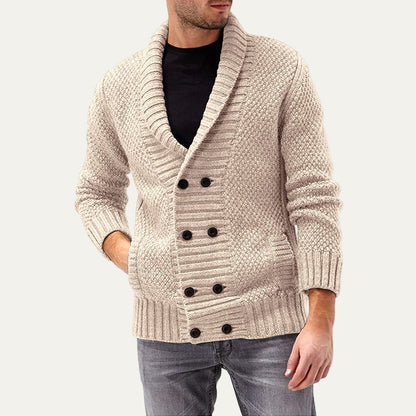 Thick Cable Knit Men's Cardigan Sweater