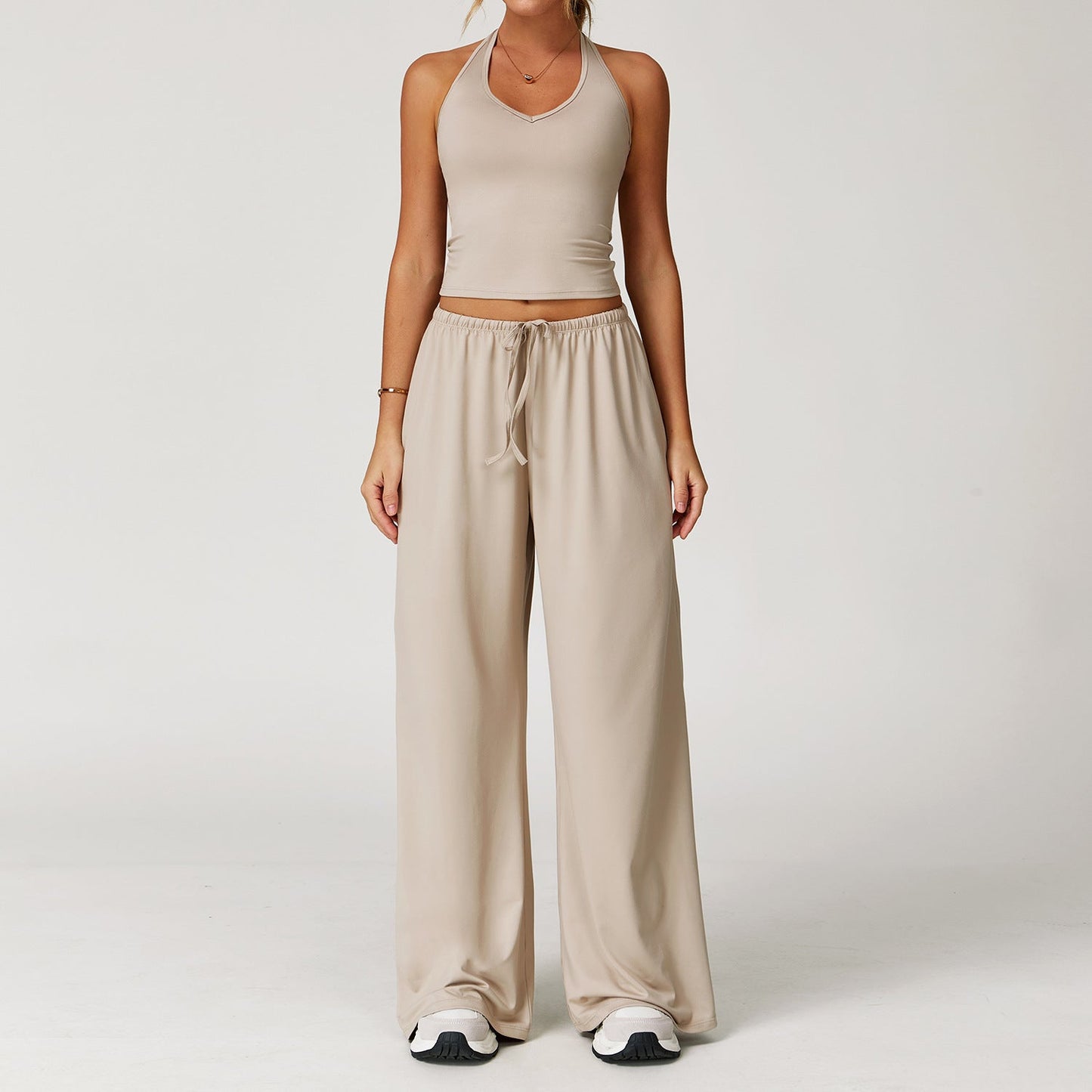Relaxed Fit Crop Top and Palazzo Pants Set