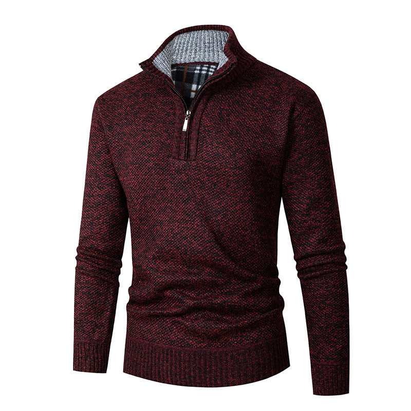 Men's Thick Quarter Zip Crew Neck Sweater