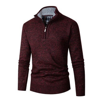 Men's Thick Quarter Zip Crew Neck Sweater