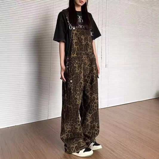 Retro Animal Print Loose Fit Jumpsuit - OutfitLondon