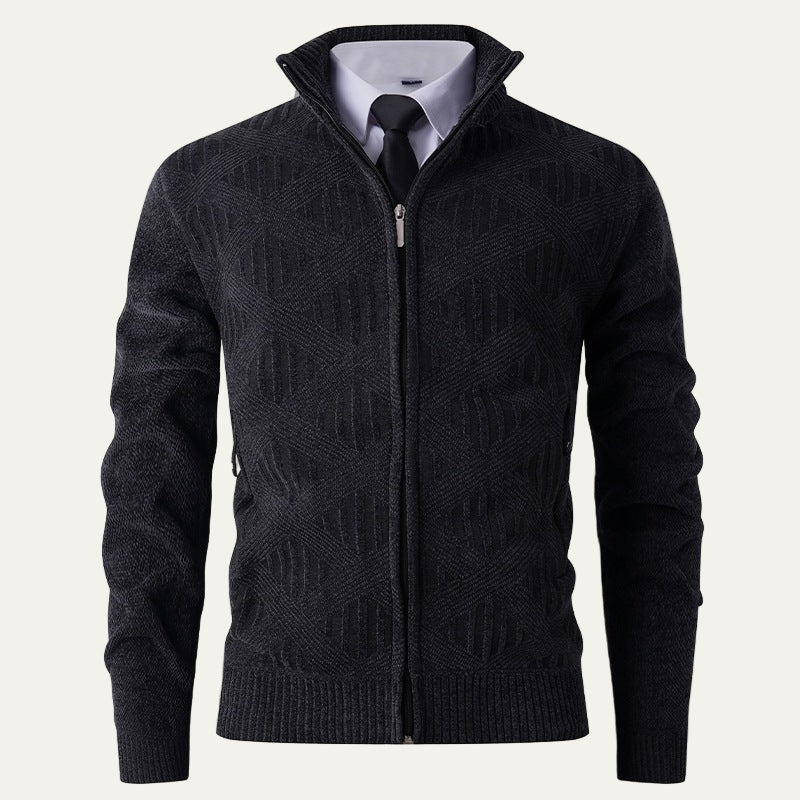 Men's Stylish Patterned Zip Up Sweater