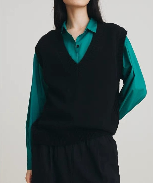 Comfy Open Neck Sleeveless Sweater Vest