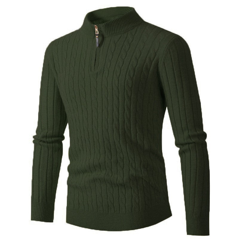Warm Zip Neck Cable Knit Sweater