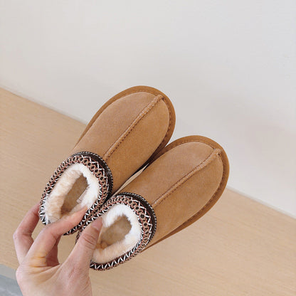 Soft Plush Suede Braid Slippers