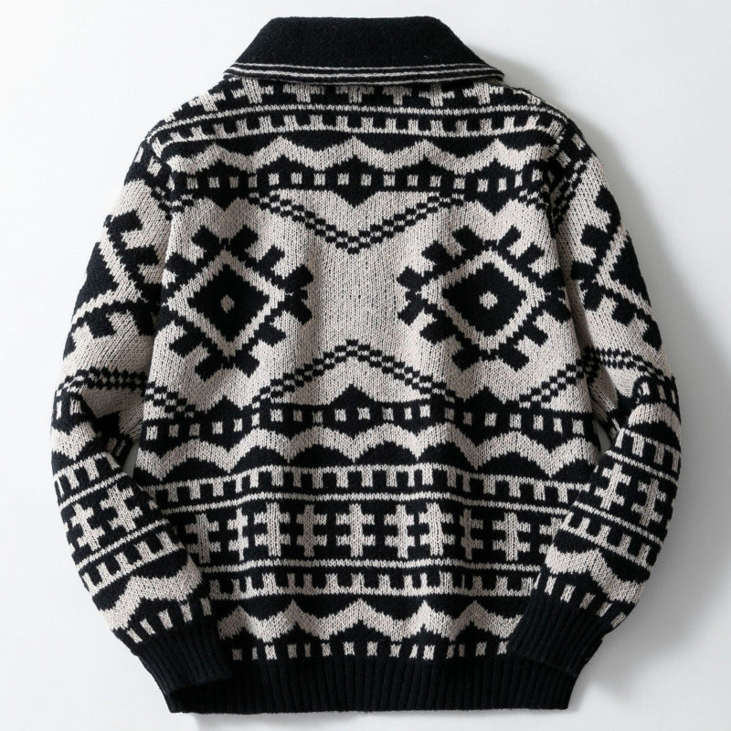 Fashionable Geometric Print Cardigan Sweater