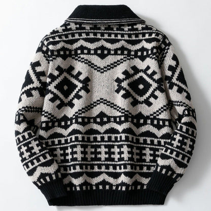 Fashionable Geometric Print Cardigan Sweater