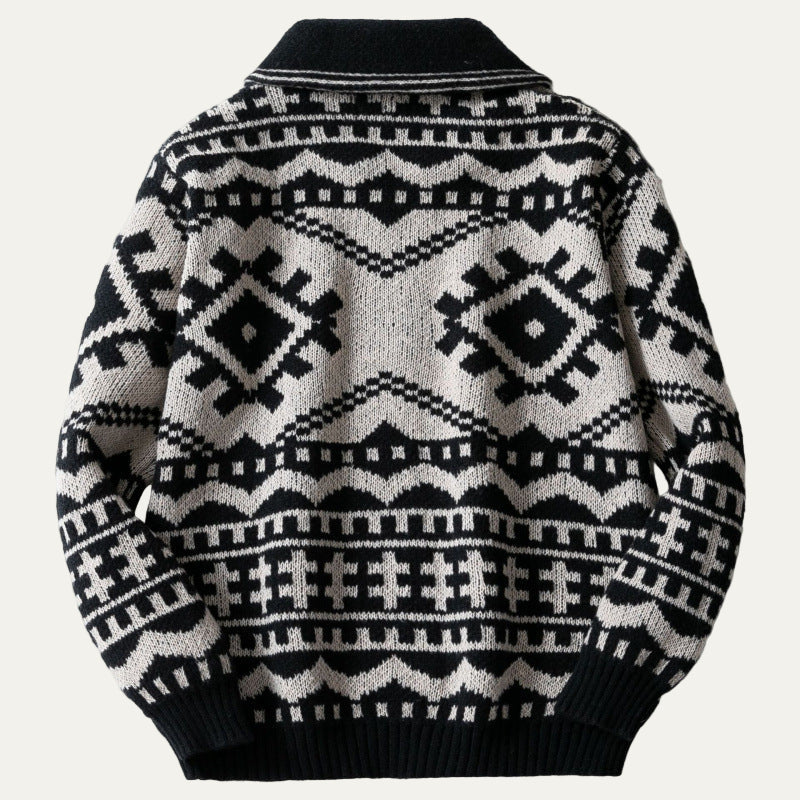 Men's Patterned Zip Up Knit Jacket