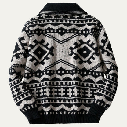 Men's Patterned Zip Up Knit Jacket