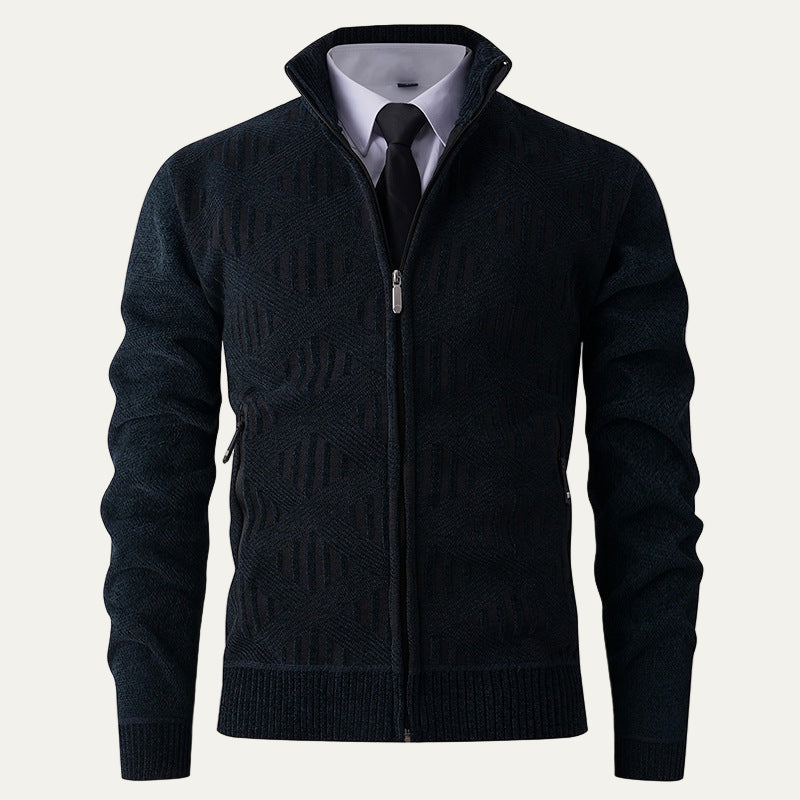 Men's Stylish Patterned Zip Up Sweater