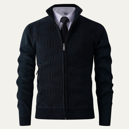 Men's Stylish Patterned Zip Up Sweater