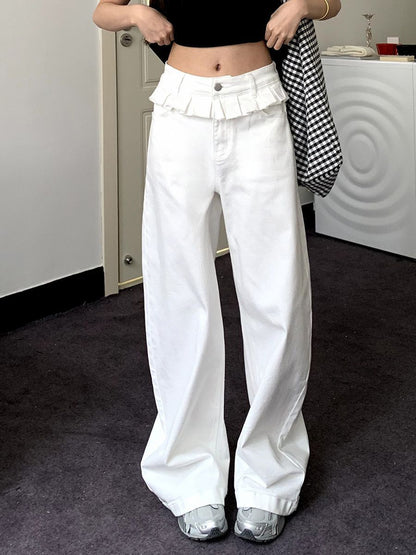 Fashionable Floral Wide Leg Women's Jeans - OutfitLondon