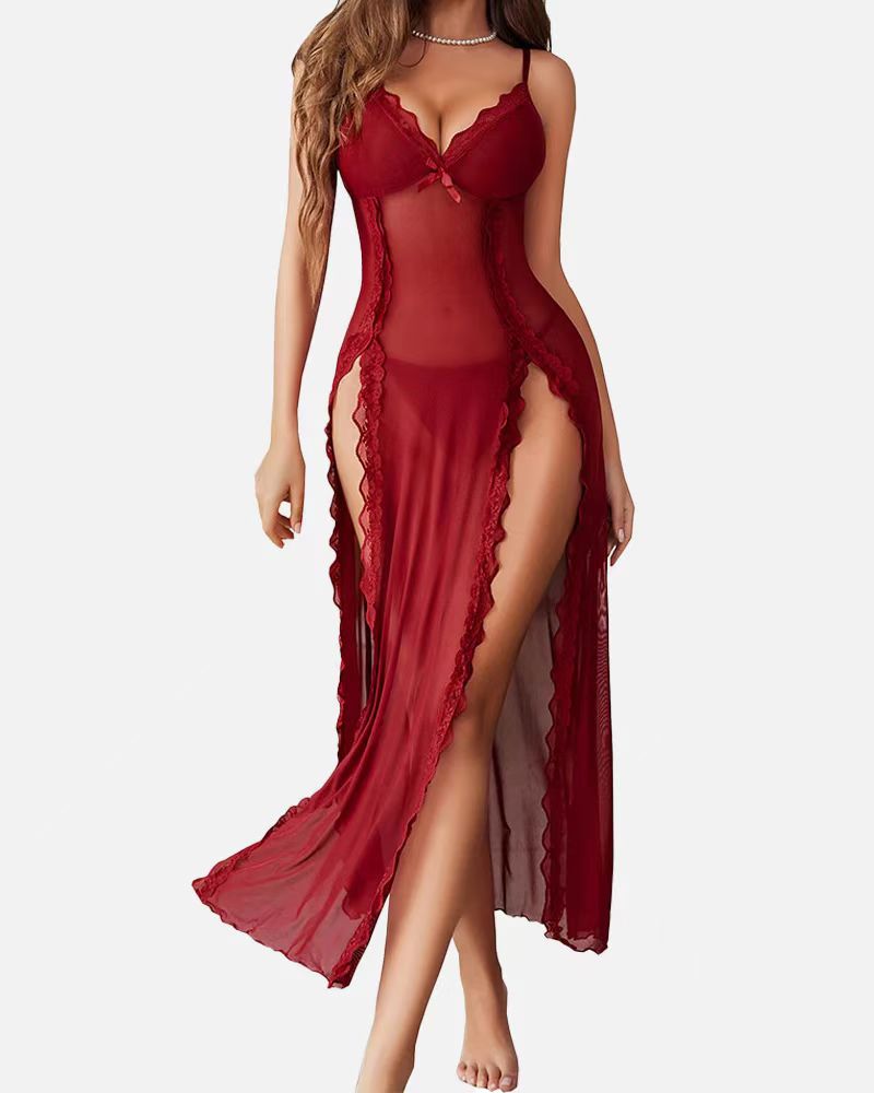 Relaxed Fit V Neck Nightgown Dress - OutfitLondon