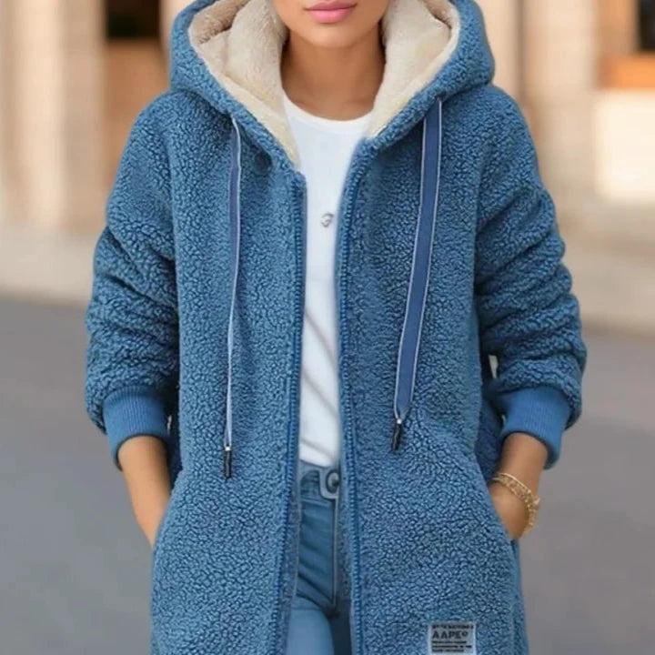 Warm Fleece Hooded Coat for Ladies