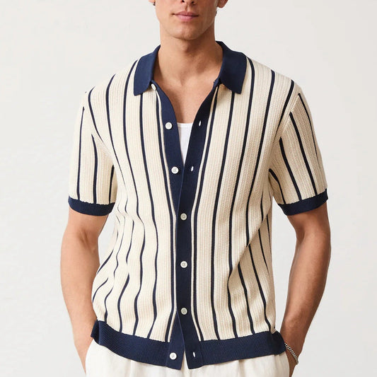Stylish Slim Fit Stripe Button Down Shirt - OutfitLondon
