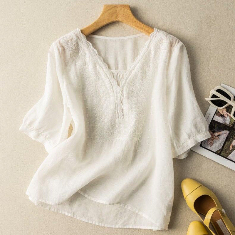Casual Embroidered Womens Blouse