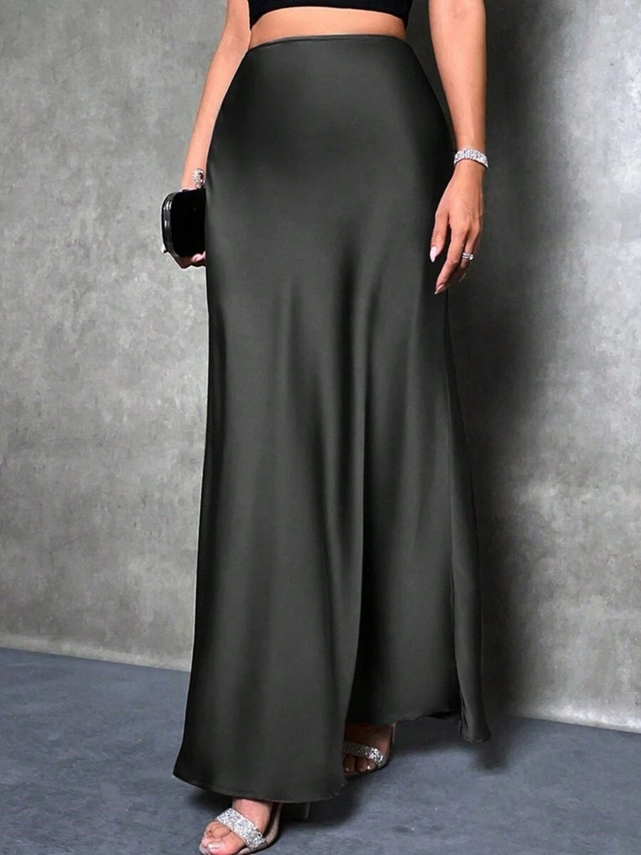Luxurious Satin Mid Waist Skirt