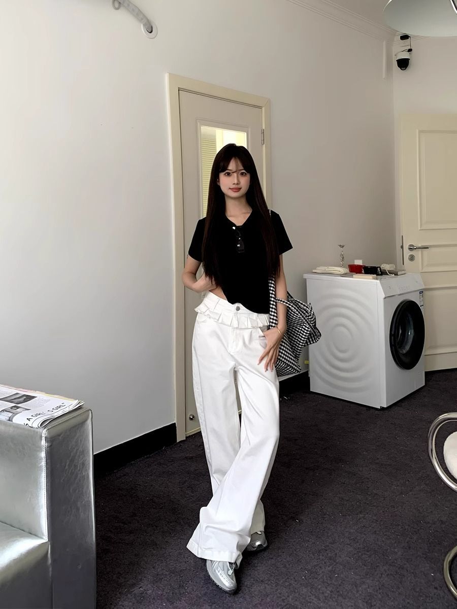 Fashionable Floral Wide Leg Women's Jeans