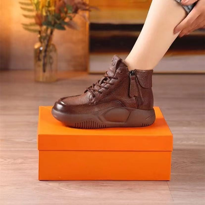Women's Chunky High Top Ankle Boots - OutfitLondon