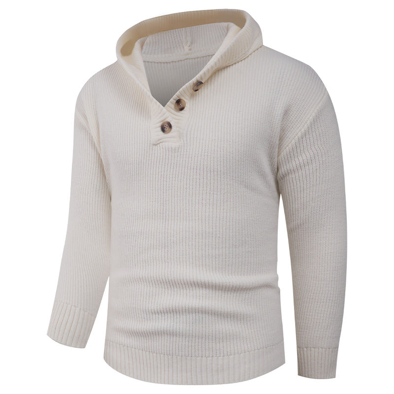 Warm Crew Neck Button Jumper Sweater