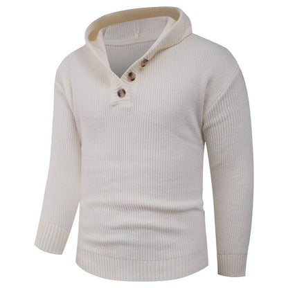 Warm Crew Neck Button Jumper Sweater