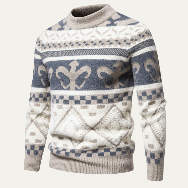 Warm Nordic Style Crew Neck Knit Sweater