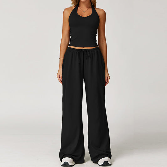 Relaxed Fit Crop Top and Palazzo Pants Set - OutfitLondon