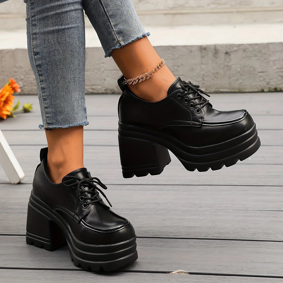 Elevated Block Heel Shoes