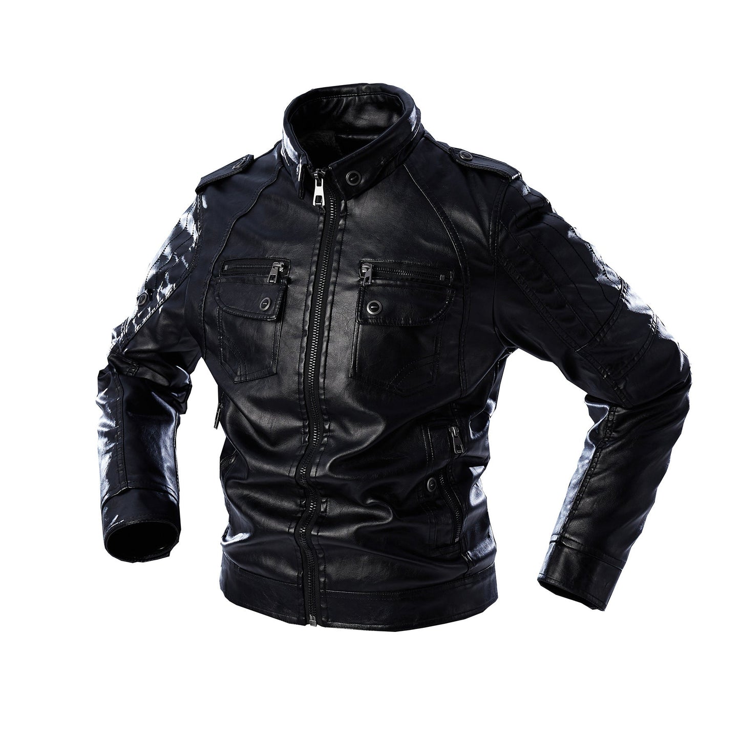 Relaxed Fit Brown Leather Biker Jacket
