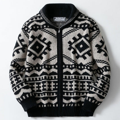 Fashionable Geometric Print Cardigan Sweater