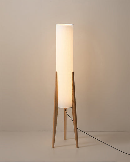 Natural Wooden Table Lamp With Cream Shade