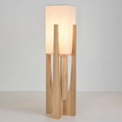 Country Wooden Table Lamp With Cream Shade