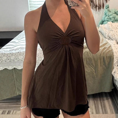 Relaxed Fit Summer Halter Neck Top