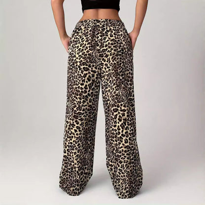 Soft Leopard Print Straight Leg Casual Pants