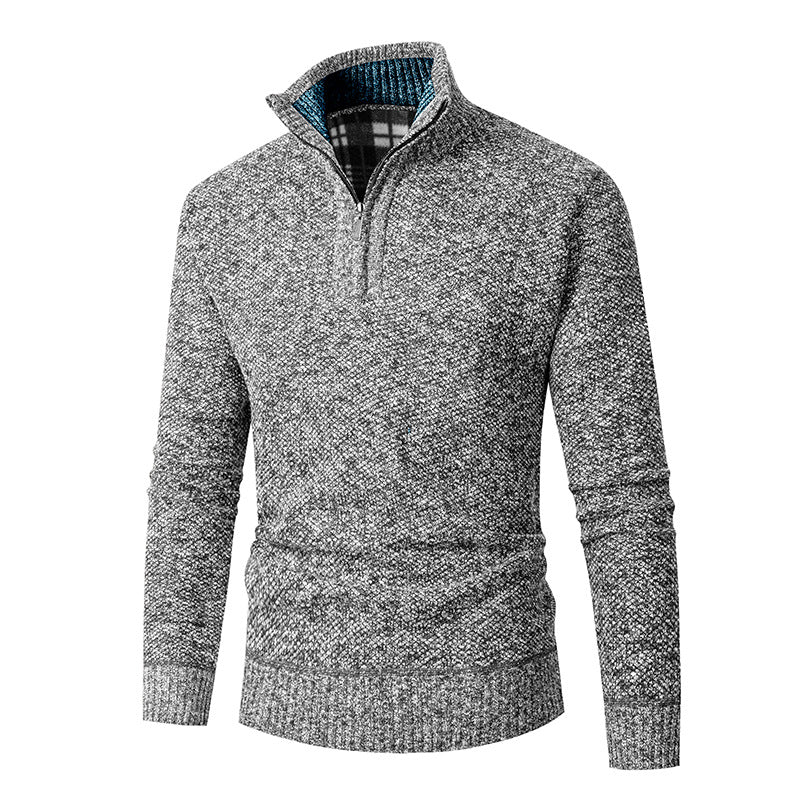 Men's Thick Quarter Zip Crew Neck Sweater