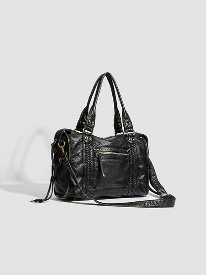 Durable Leather School Backpack with Strong Strap