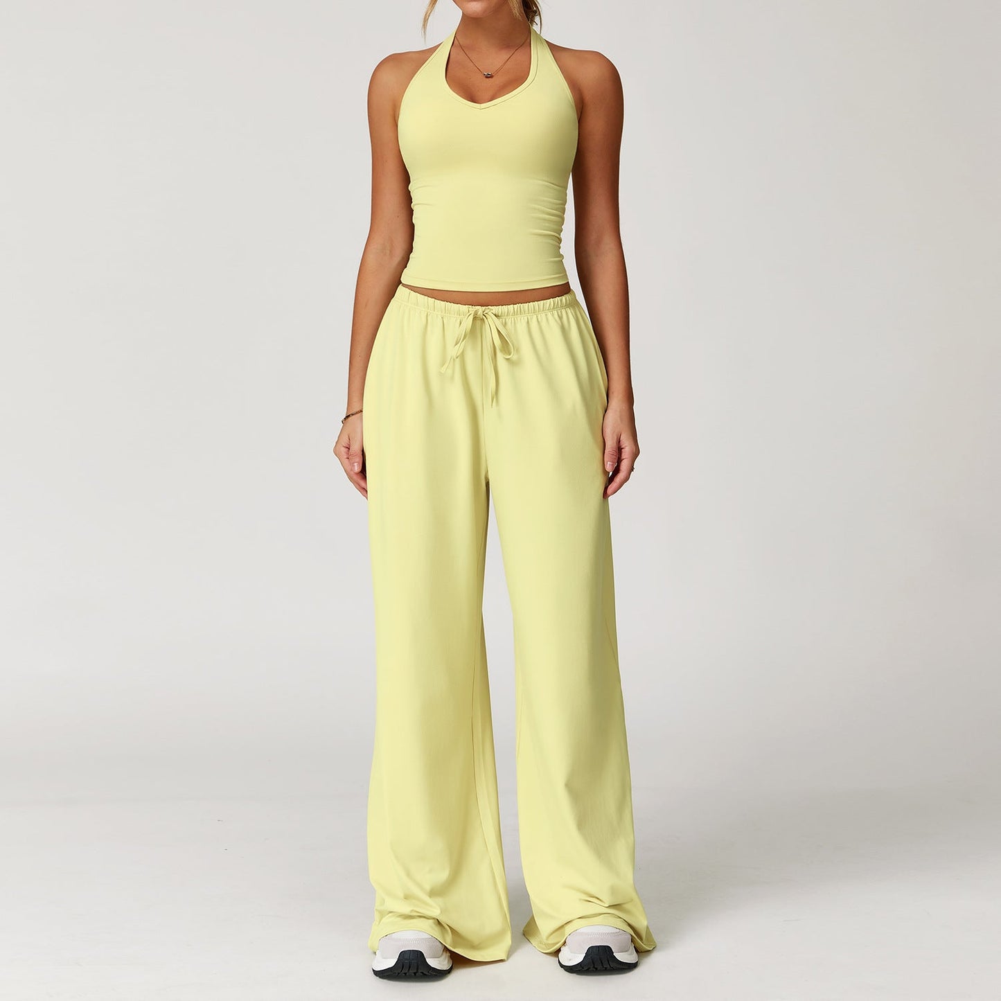 Relaxed Fit Crop Top and Palazzo Pants Set