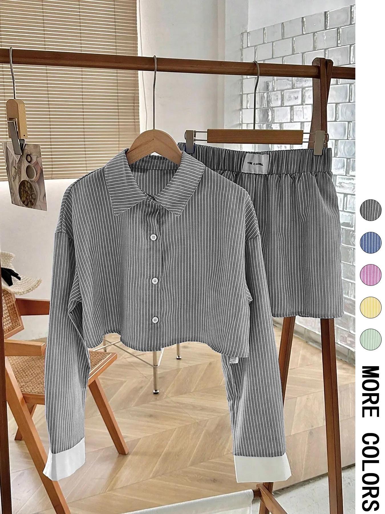 Relaxed Fit Long Sleeve Shirt and Pant Set