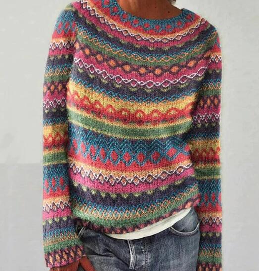 Cozy Colorful Striped Ladies Winter Sweater - OutfitLondon