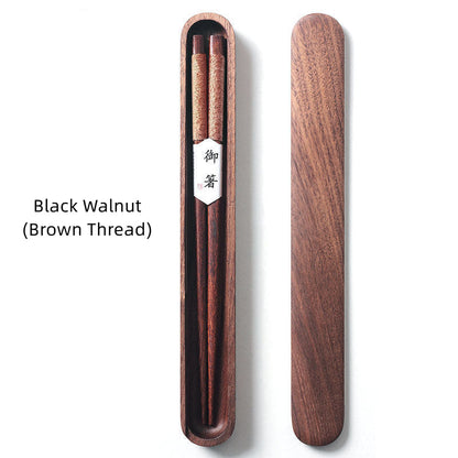 Traditional Black Wooden Chopsticks Gift Set