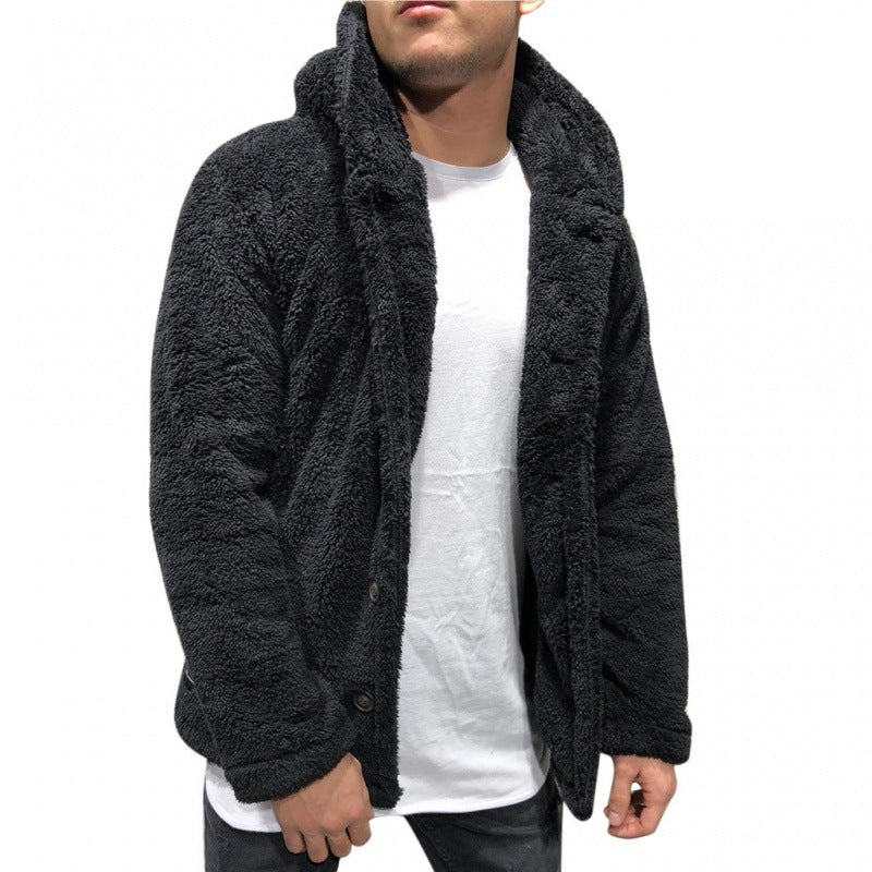 Warm Faux Fur Hooded Mens Coat