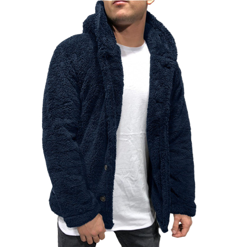 Warm Faux Fur Hooded Mens Coat