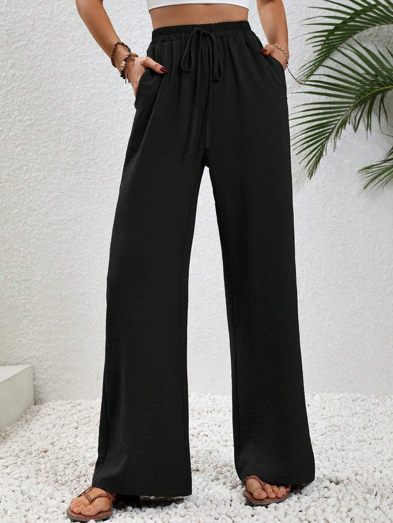 Relaxed Fit Elastic Waist Pants - OutfitLondon
