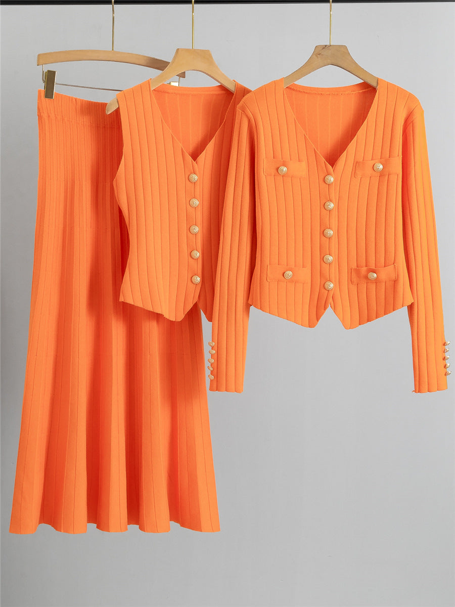 Stylish V Neck Suit Vest and Pencil Skirt Set