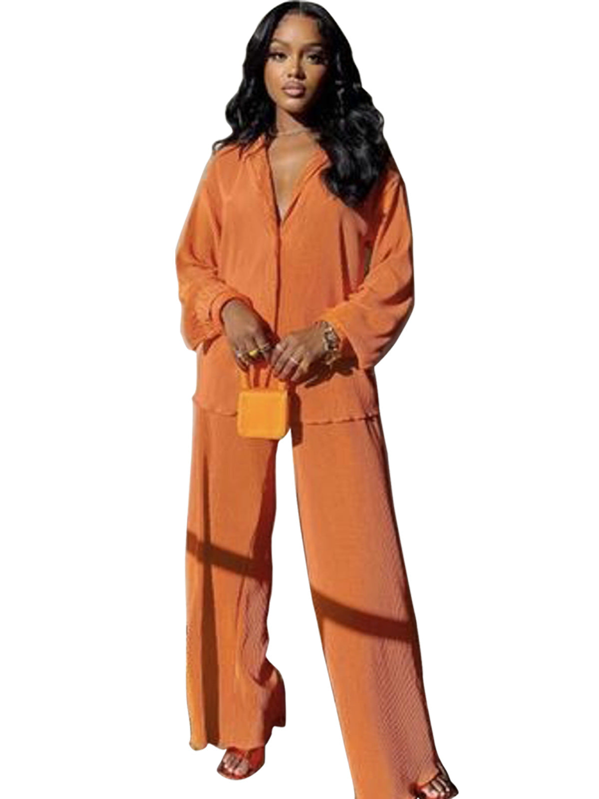 Women's Classic Collar Long Sleeve Pant Suit