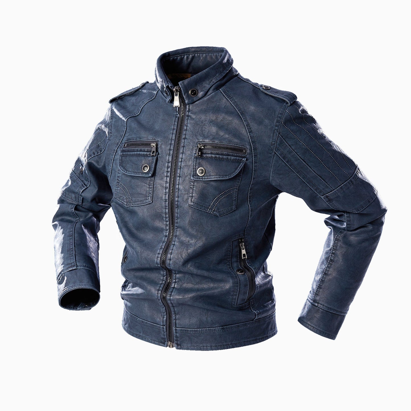 Relaxed Fit Brown Leather Biker Jacket