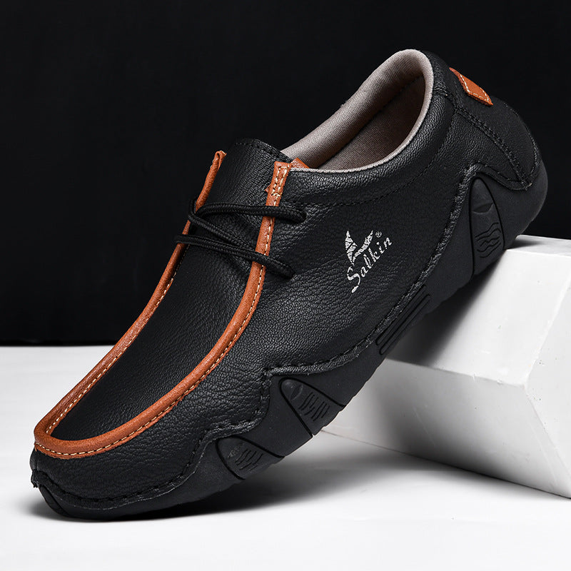 Luxury Brown Leather Slip On Shoes