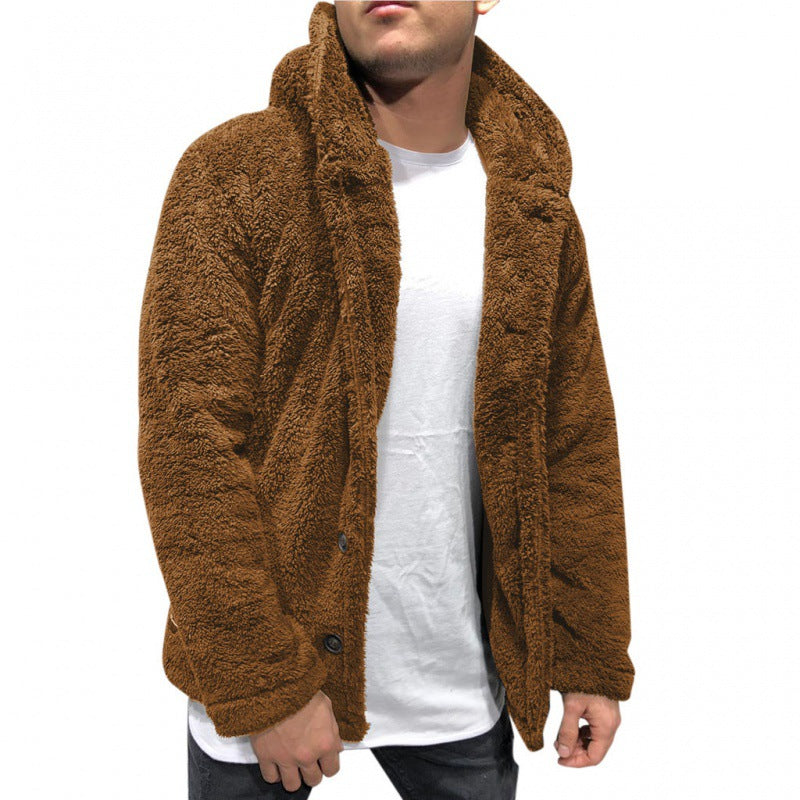 Warm Faux Fur Hooded Mens Coat