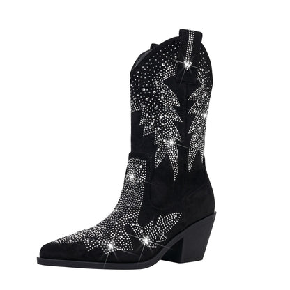 Shiny Ladies Mid Calf Cowboy Boots